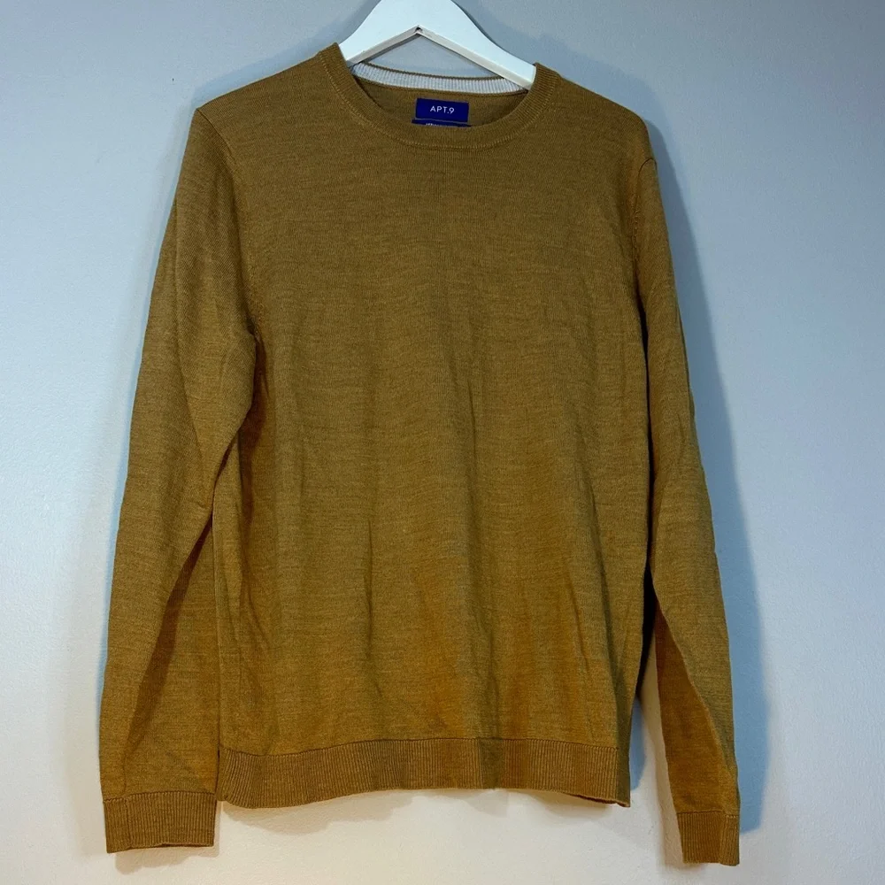 Apt. 9 men's merino wool blend crewneck sweater in a mustard yellow size L